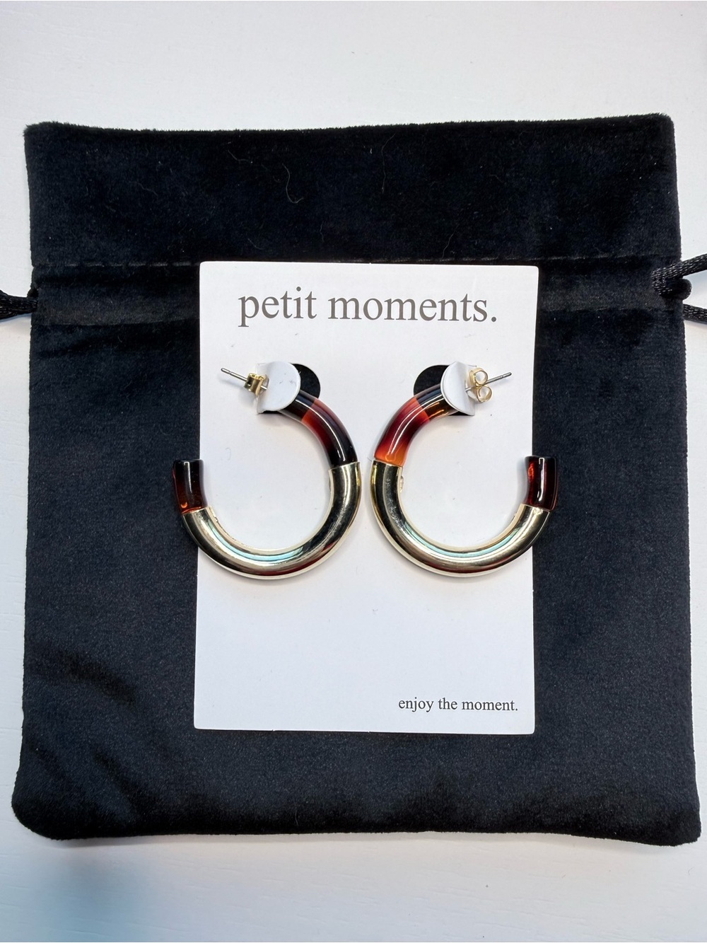 petit moments mixed Tortoise and Gold Hoop Earrings